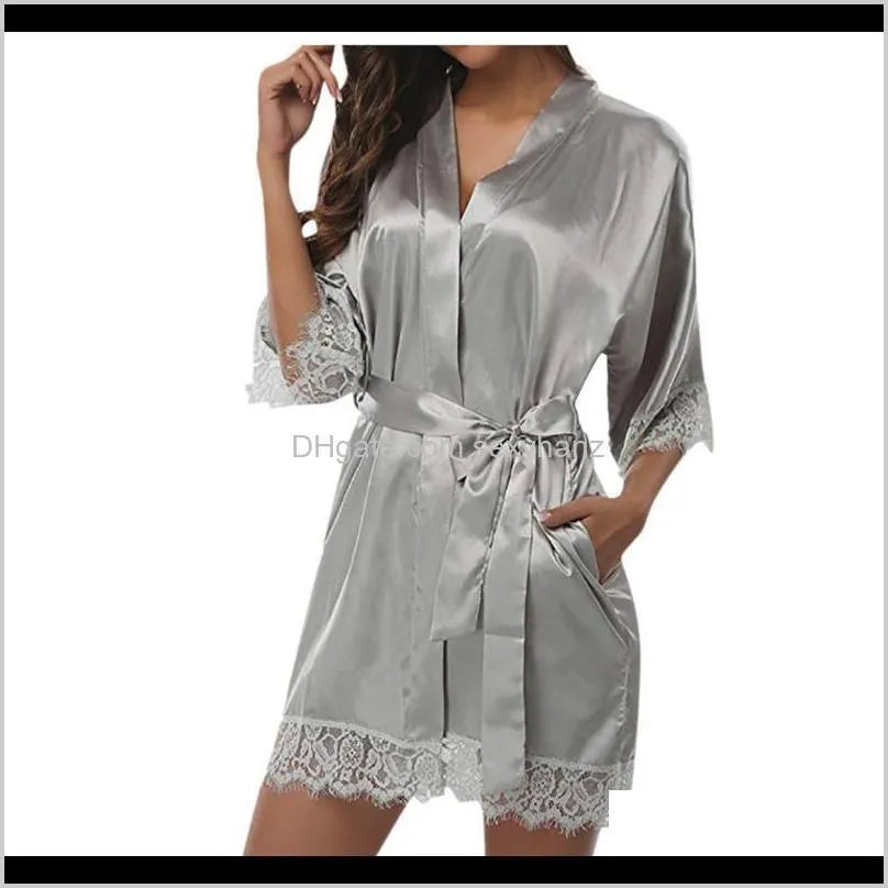 Womens Lady Lace Sleepwear Satin Nightwear Lingerie Suit Sexy Woman In Pajamas Seduction Pijama Gm 4Iw6S 8Kw3N