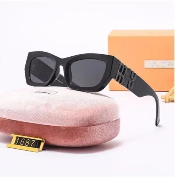 Miu sunglasses oval frame miu Sunglasses designer Women's radiation resistant personality Men's retro glasses board High grade high appearance value