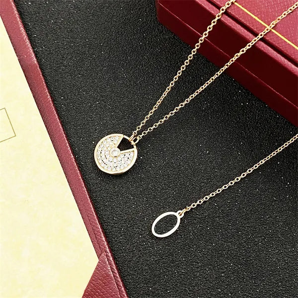 choker womens necklace for woman love jewelry gold pendant dual ring stainless steel jewlery fashion oval interlocking rings Clavicular chain necklaces designer