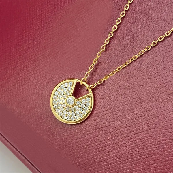 choker womens necklace for woman love jewelry gold pendant dual ring stainless steel jewlery fashion oval interlocking rings Clavicular chain necklaces designer