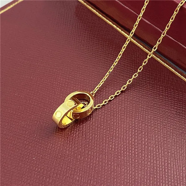 choker womens necklace for woman love jewelry gold pendant dual ring stainless steel jewlery fashion oval interlocking rings Clavicular chain necklaces designer