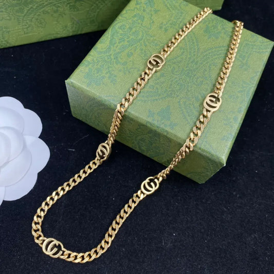 Gold Designer Necklace G Jewelry Fashion Necklace Gift Mens Long Letter Chains Necklaces For Men Women Golden Chain Jewlery Party G238054C-6