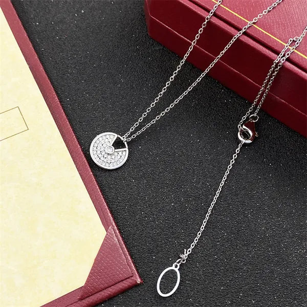 choker womens necklace for woman love jewelry gold pendant dual ring stainless steel jewlery fashion oval interlocking rings Clavicular chain necklaces designer