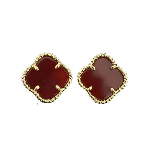 Designer earrings Four-leaf clover earrings for women senior classic small fragrant wind earrings new clover earrings 18k gold Plated Agate for Women