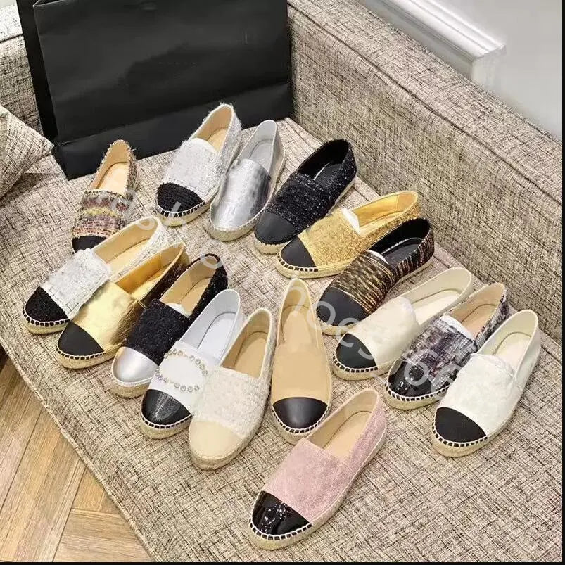 30 color Luxury Casual Women Shoes Espadrilles Summer Designers ladies flat Beach Half Slippers fashion woman Loafers Fisherman canvas Shoe with box size 35-41 1