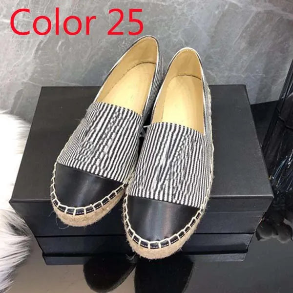 30 color Luxury Casual Women Shoes Espadrilles Summer Designers ladies flat Beach Half Slippers fashion woman Loafers Fisherman canvas Shoe with box size 35-41 1