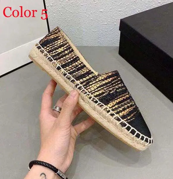 30 color Luxury Casual Women Shoes Espadrilles Summer Designers ladies flat Beach Half Slippers fashion woman Loafers Fisherman canvas Shoe with box size 35-41 1