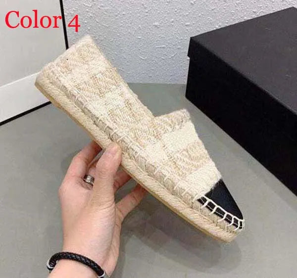 30 color Luxury Casual Women Shoes Espadrilles Summer Designers ladies flat Beach Half Slippers fashion woman Loafers Fisherman canvas Shoe with box size 35-41 1