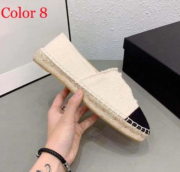 30 color Luxury Casual Women Shoes Espadrilles Summer Designers ladies flat Beach Half Slippers fashion woman Loafers Fisherman canvas Shoe with box size 35-41 1