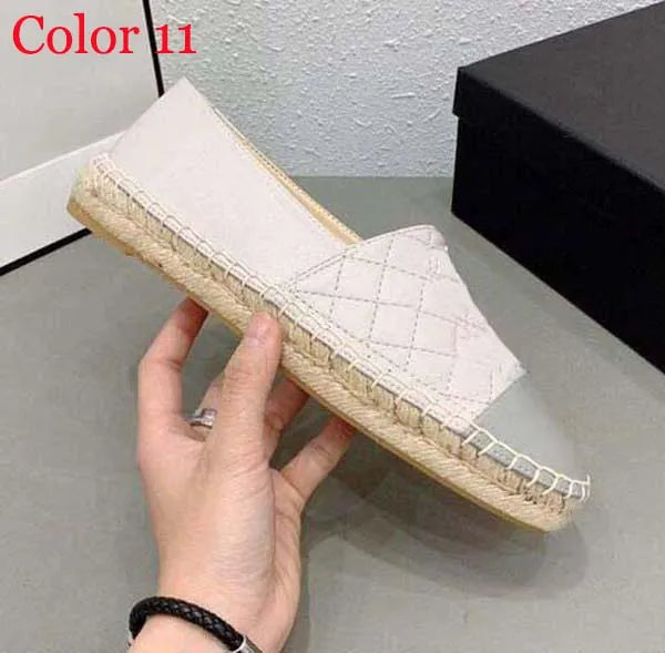 30 color Luxury Casual Women Shoes Espadrilles Summer Designers ladies flat Beach Half Slippers fashion woman Loafers Fisherman canvas Shoe with box size 35-41 1